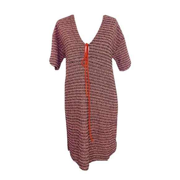 Zara Trafaluc Women's Knit Sheath Dress Fall Winter Tie Front Size S Striped NWT - Picture 2 of 11